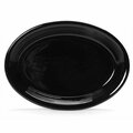 Tuxton China Concentrix 9.75 in. x 7 in. Oval Platter Coupe - Black - 2 Dozen CBH-0962